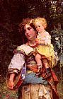 Gypsy Canvas Paintings - Gypsy Woman and Child
